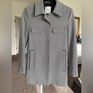 Mango Black and White Checkered Trench Coat